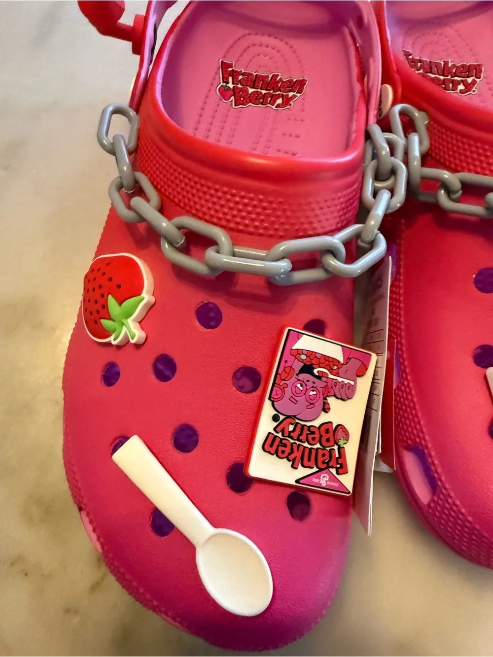 CROCS Franken Berry Pink Kids' Clogs with Charms